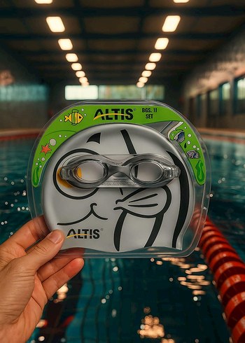 Sarı Elastik Yüzücü Gözlüğü ve Bone Seti - Görsel 4