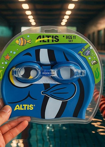 Sarı Elastik Yüzücü Gözlüğü ve Bone Seti - Görsel 3