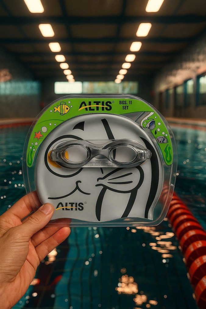 Sarı Elastik Yüzücü Gözlüğü ve Bone Seti - Görsel 4