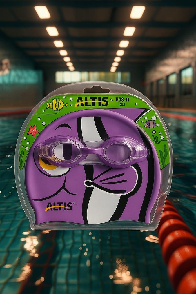 Sarı Elastik Yüzücü Gözlüğü ve Bone Seti - Görsel 5