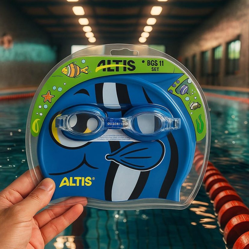 Sarı Elastik Yüzücü Gözlüğü ve Bone Seti - Görsel 3