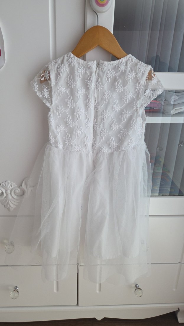 LCW Kız Çocuk Beyaz Dantel Detaylı Elbise - Görsel 3