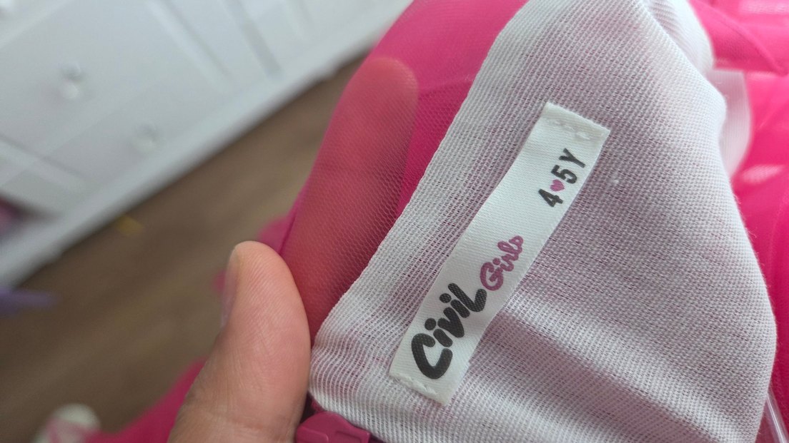 Pembe Renkli Tül Detaylı Kız Çocuk Elbise - Görsel 3