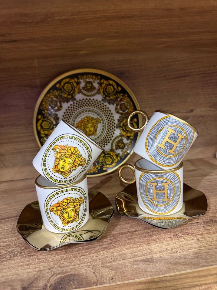 Hermes marka Altın İşlemeli Modern Klasik Tabak - Görsel 3