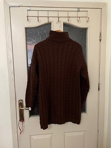 Bayan Kahverengi Triko Kazak SM L Beden - Görsel 4