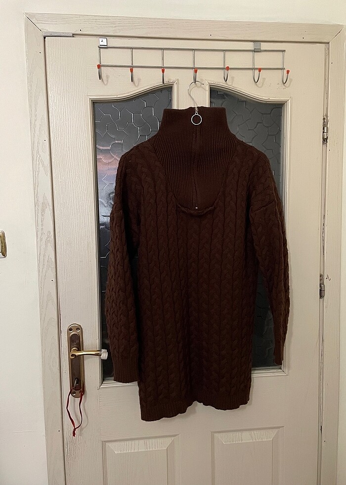 Bayan Kahverengi Triko Kazak SM L Beden - Görsel 2