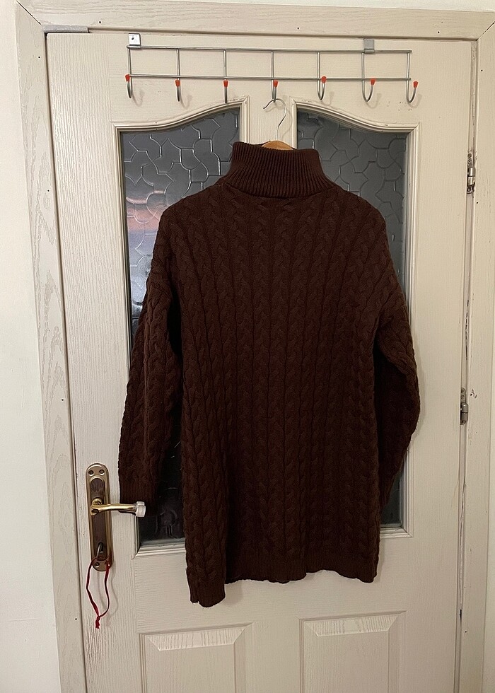 Bayan Kahverengi Triko Kazak SM L Beden - Görsel 4