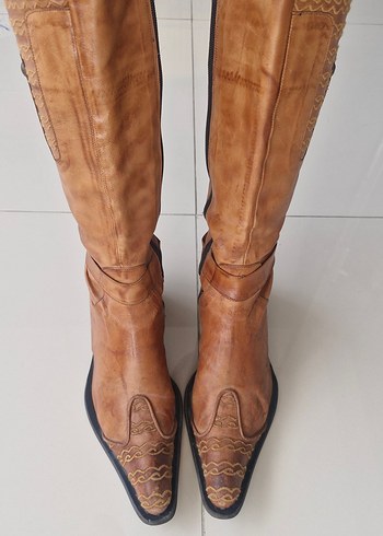 American Vintage Vintage Kahverengi Deri Uzun Cizme