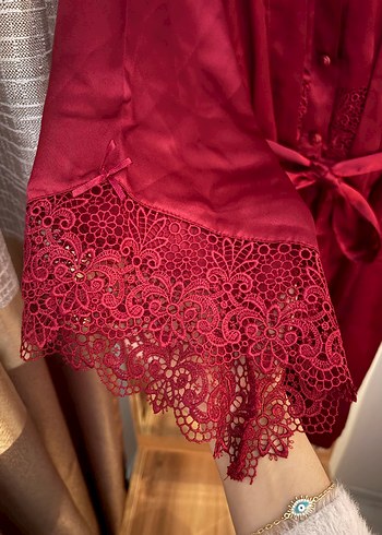 Bordo Vintage Bohem Uzun Kollu Kadın Elbise - Görsel 6