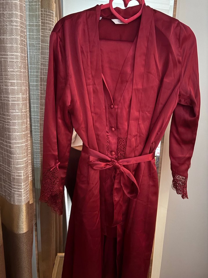 Bordo Vintage Bohem Uzun Kollu Kadın Elbise - Görsel 5