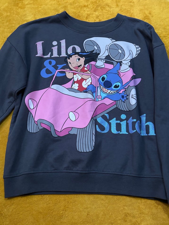 Kız Çocuk Mavi Lilo & Stitch Baskılı Tişört - Görsel 2