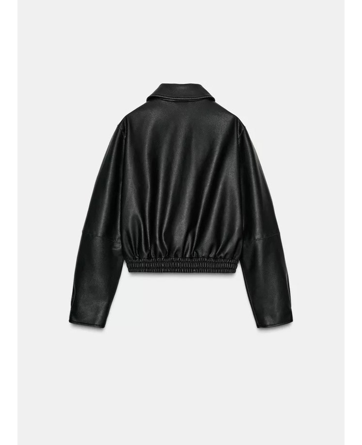 Zara Siyah Deri Kadın Ceket - Görsel 2