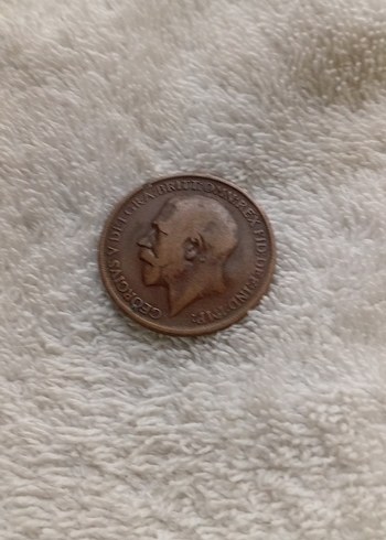 Vintage 1911 One Penny Rozet - Görsel 3