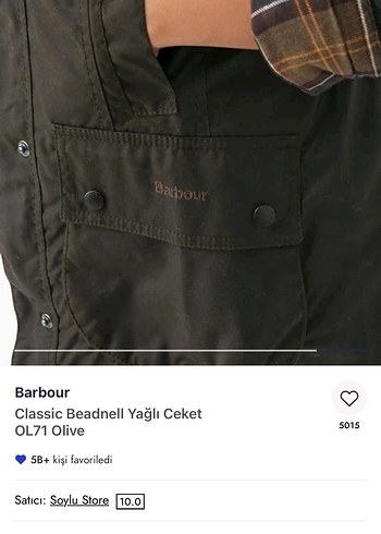 Orijinal, etiketli, Barbour Beadnell Olive Yağlı Ceket