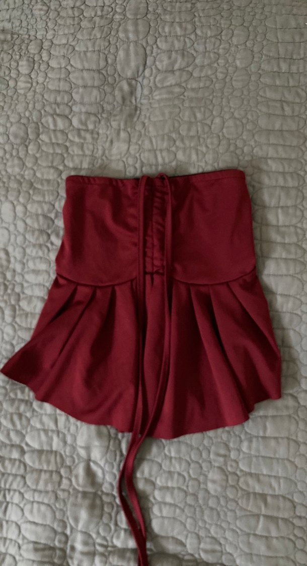 Bordo bluz boyundan bağlamalı - Görsel 3