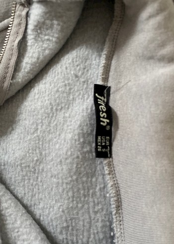 Gri Fermuarlı Keten Kadın Sweatshirt - Görsel 3