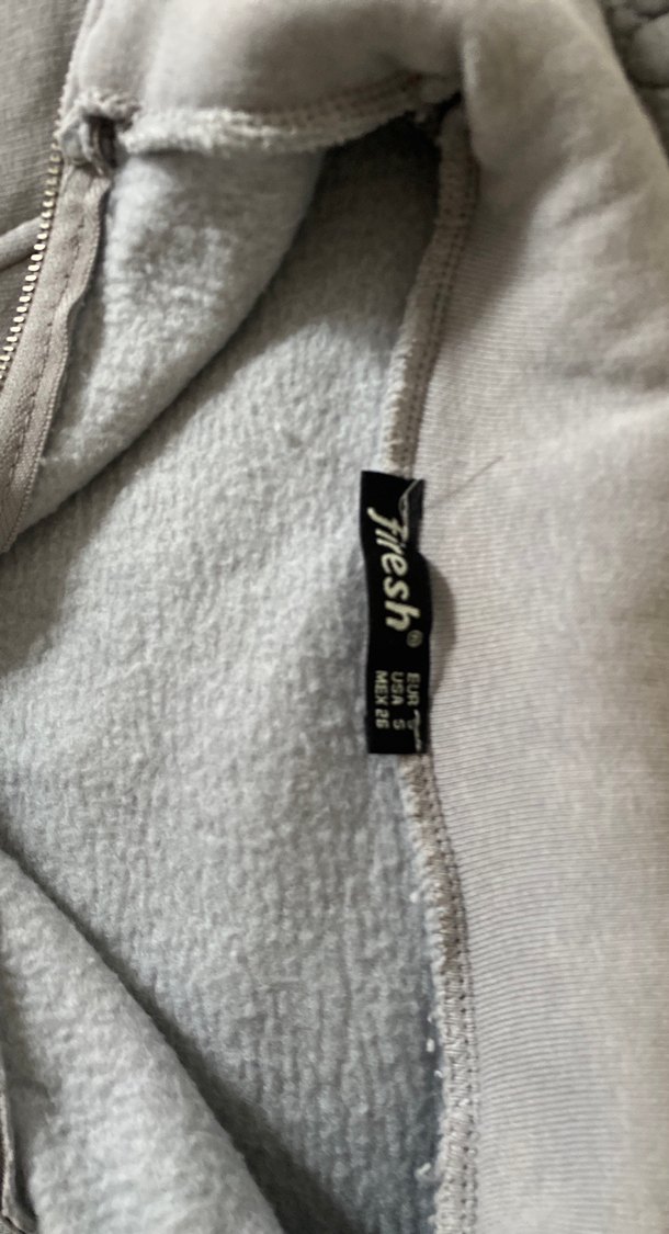 Gri Fermuarlı Keten Kadın Sweatshirt - Görsel 3