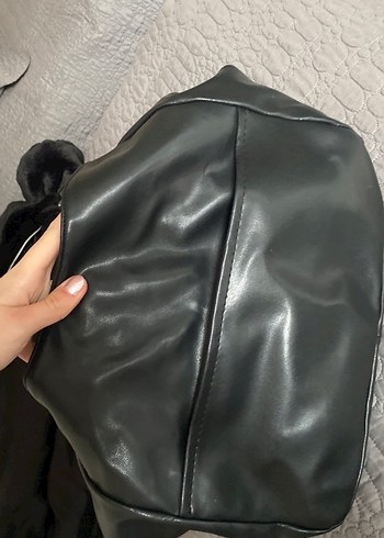 Siyah Deri Fermuarlı Kadın Çanta - Görsel 3