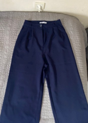 Kadın Lacivert Pilili Kumaş Pantolon - Görsel 4