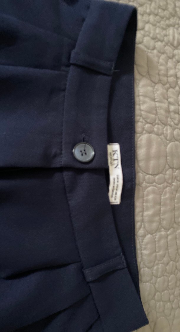 Kadın Lacivert Pilili Kumaş Pantolon - Görsel 3