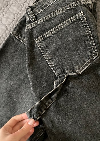 Gri Bol Kesim Kadın Denim Pantolon - Görsel 4