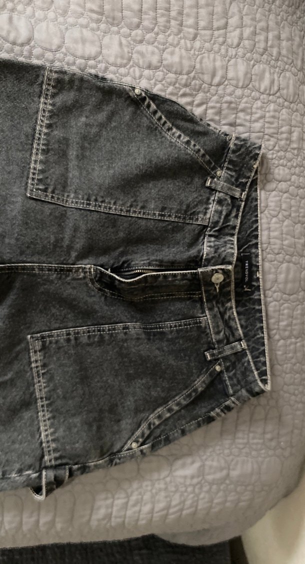 Gri Bol Kesim Kadın Denim Pantolon - Görsel 2