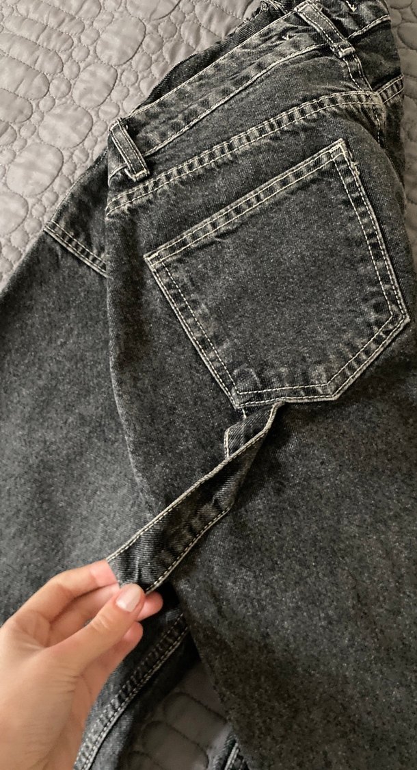 Gri Bol Kesim Kadın Denim Pantolon - Görsel 4