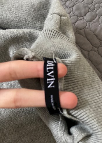 Gri Kadın Boğazlı Triko Kazak - Görsel 3