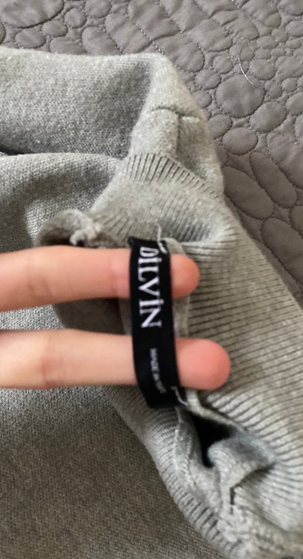 Gri Kadın Boğazlı Triko Kazak - Görsel 3