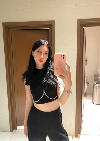 Siyah Halter Yaka Crop Top