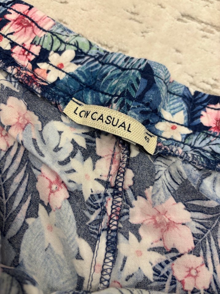 Çiçek Desenli Rahat Kesim Kadın Kumaş Pantolon - Görsel 5