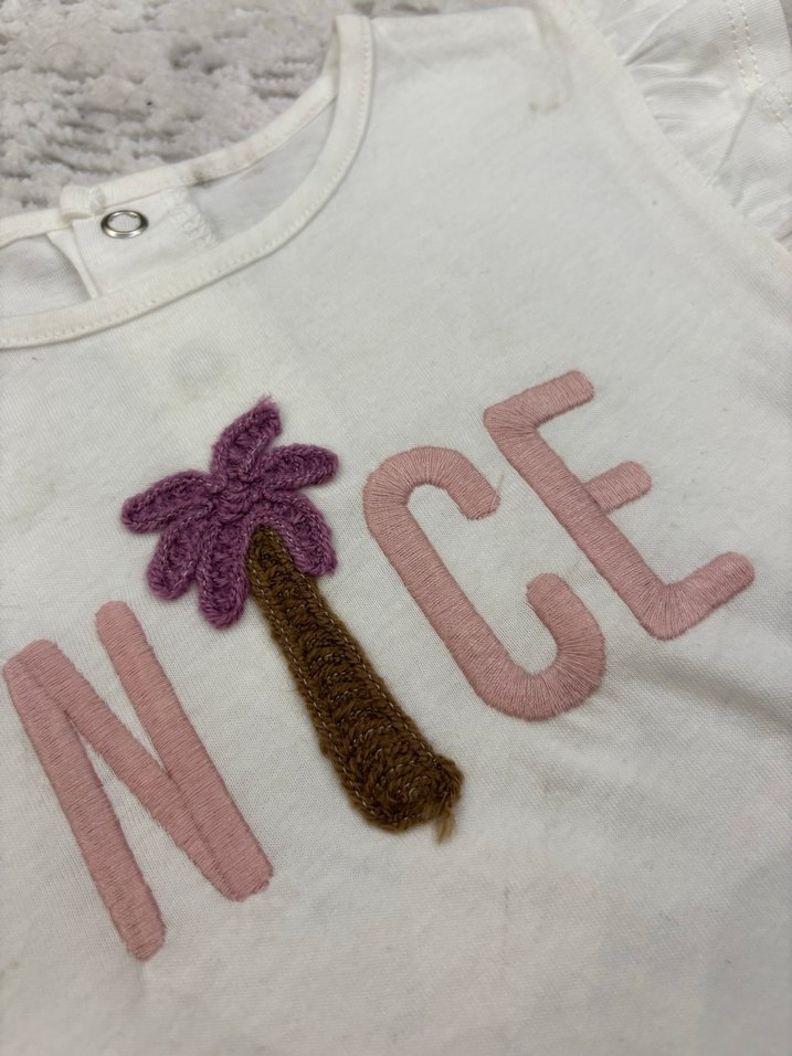 Kız Çocuk Beyaz Fırfırlı Tişört - Görsel 2