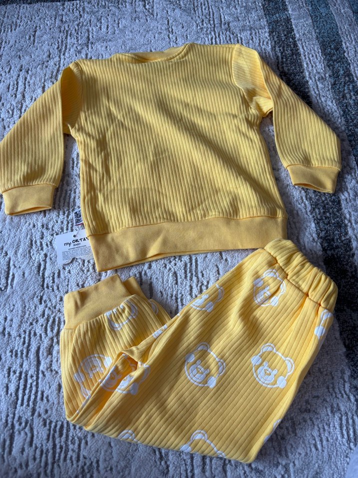 Sarı Uzun Kollu Bebek Takımı - Görsel 4