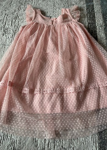 Kız Çocuk Pudra Pembe Fırfırlı Nakışlı Elbise - Görsel 5