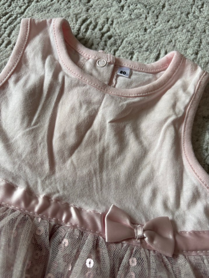 Kız Çocuk Pembe Dantel Detaylı Kolsuz Elbise - Görsel 4