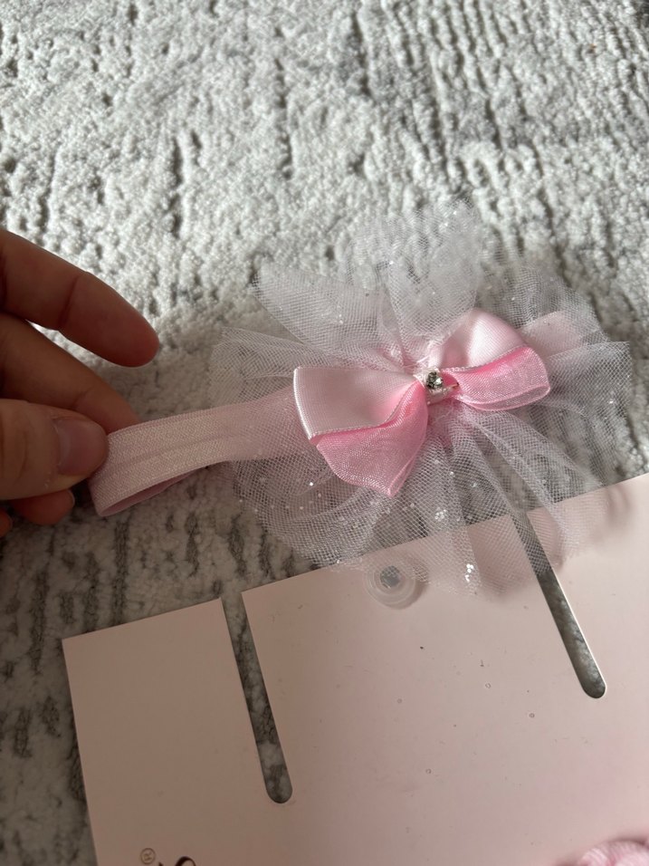 Kız Çocuk Pembe Nakışlı Triko Çorap - Görsel 4