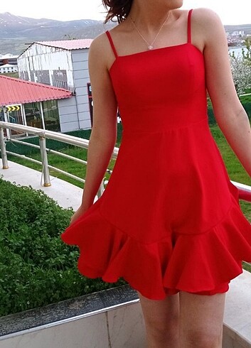 m Beden kırmızı Renk Kırmızı mini elbise 