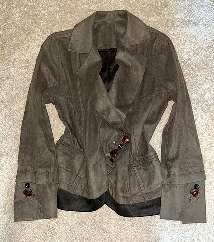 kahverengi suet blazer ceket