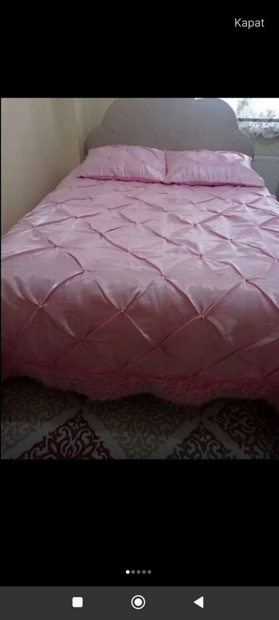 Pembe Düz Renk Yatak Örtüsü - Görsel 3