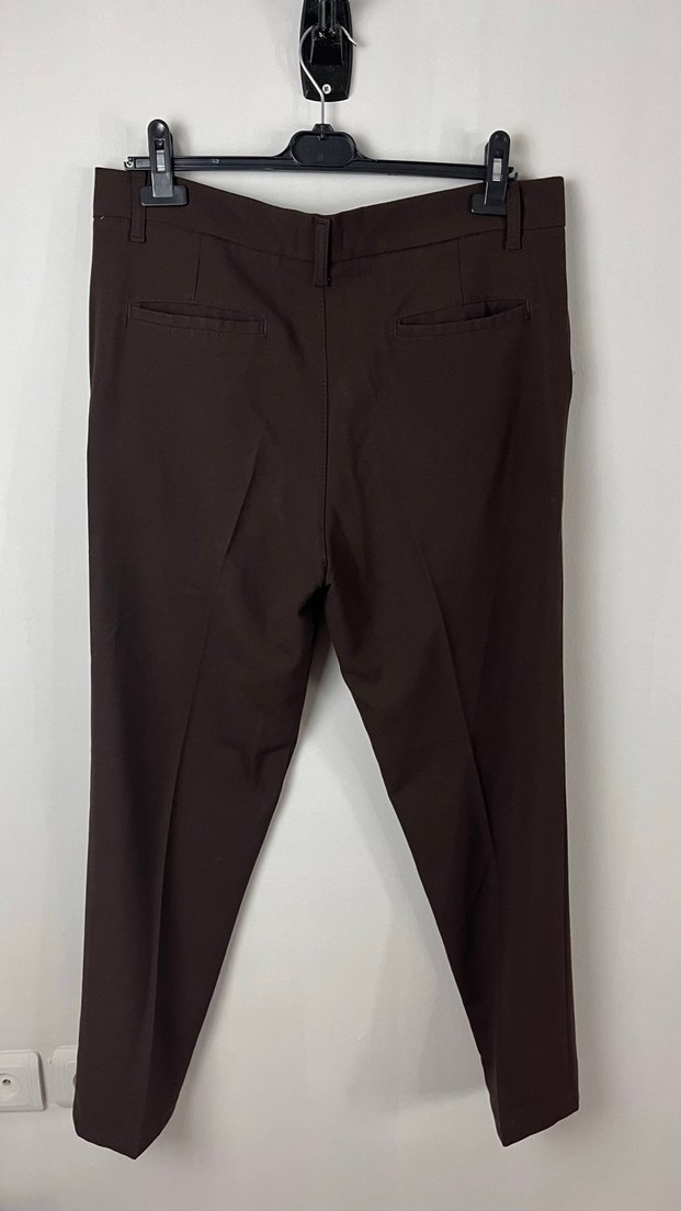 Düğmeli Koyu Kahverengi Erkek Kumaş Pantolon - Görsel 2