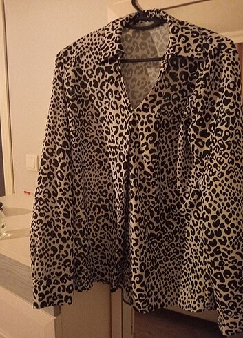 s Beden kahverengi Renk Leopar desenli bluz