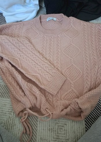 Bej Triko Kadın Kazak, Bisiklet Yaka, Salaş - Görsel 3