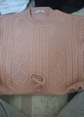 Bej Triko Kadın Kazak, Bisiklet Yaka, Salaş - Görsel 2