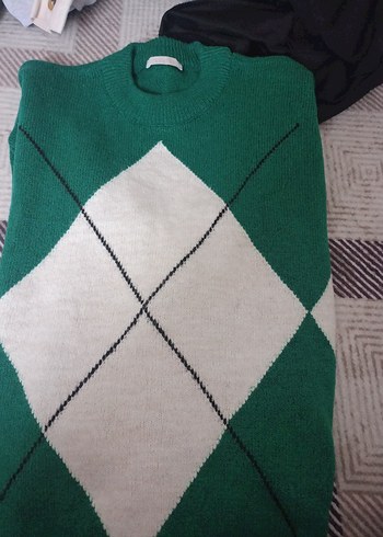 Yeşil Gri baklava dilimli Triko Kadın Kazak Ecrou marka - Görsel 2