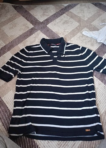 Lacivert Çizgili Uzun Kollu Polo Tişört - Görsel 2