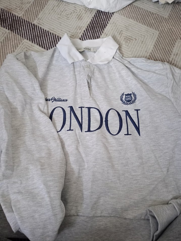 Gri Pamuklu Uzun Kollu sweat - Görsel 2