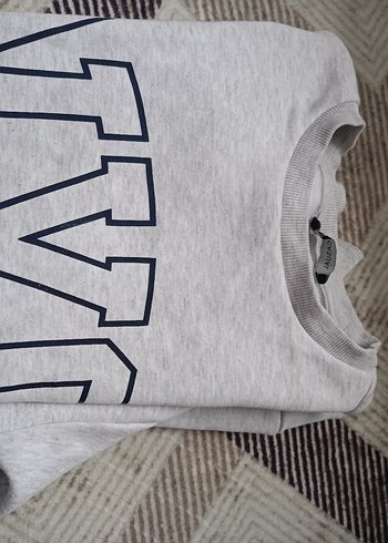 Gri uzun Kollu NYC Baskılı Sweatshirt - Görsel 3