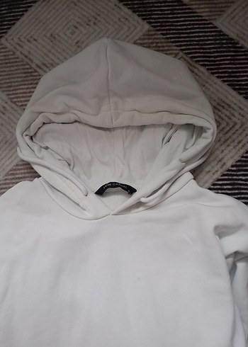 beyaz kapşonlu sweat - Görsel 3