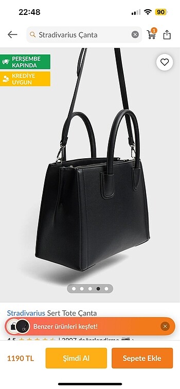 Beden Stradivarius sert tote çanta