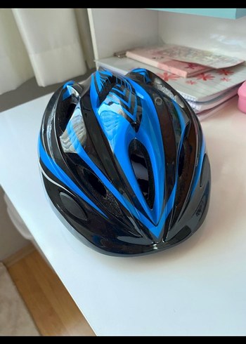 Mavi Siyah Desenli Biker Kask - Görsel 3